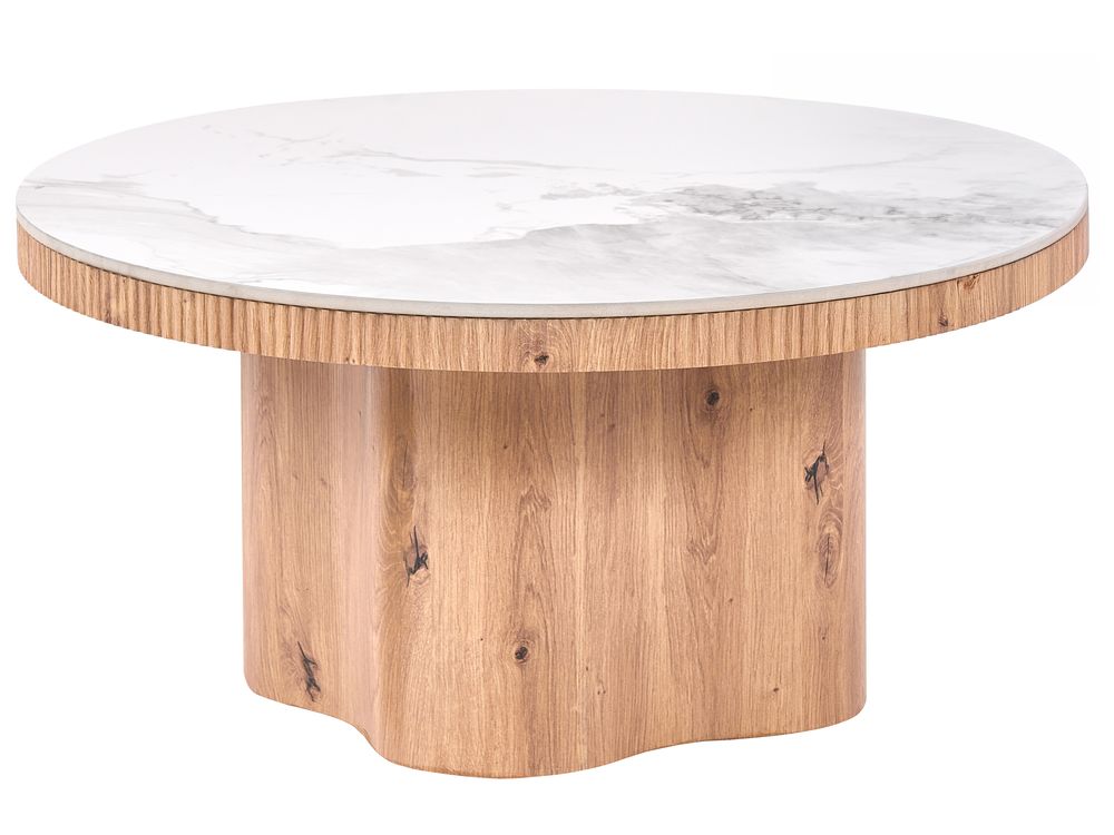 Coffee Table MALTBY Travertine Effect Light Brown