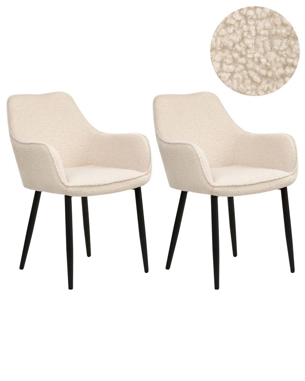 Set of 2 Dining Chairs ALDEN Boucle Light Beige