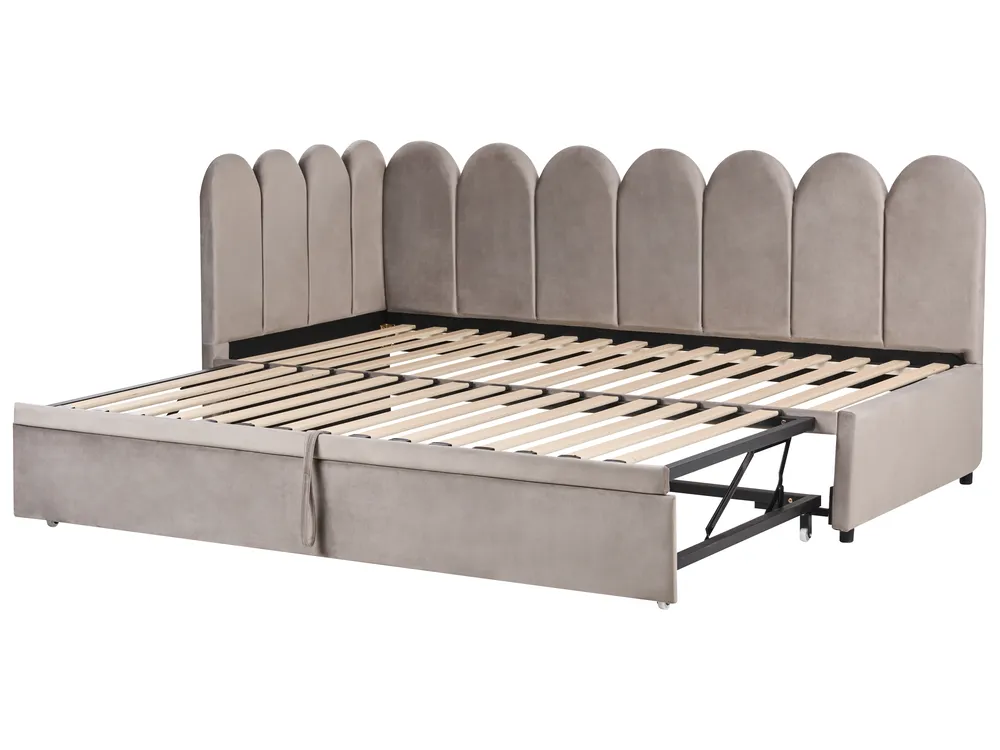 Trundle Bed Velvet TERROU 90 x 200 cm (EU Single) Taupe_1081400
