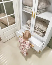 Witryna ze szklaną gablotą MILORA 80 cm Biały_1019865