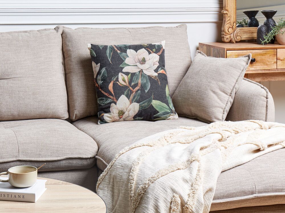 Cushion Floral Pattern 45 x 45 cm Black ZAHRIYE Beliani