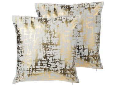 Dekokissen abstraktes Muster Baumwolle weiss / gold 45 x 45 cm 2er Set GARDENIA