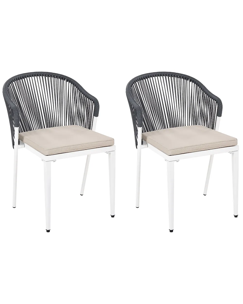 Set of 2 Garden Chairs with Cushions PARANEA Metal Grey