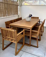 Garden Dining Set with Trolley 8 Seater SASSARI II Certified Acacia Wood Light Brown_1005199