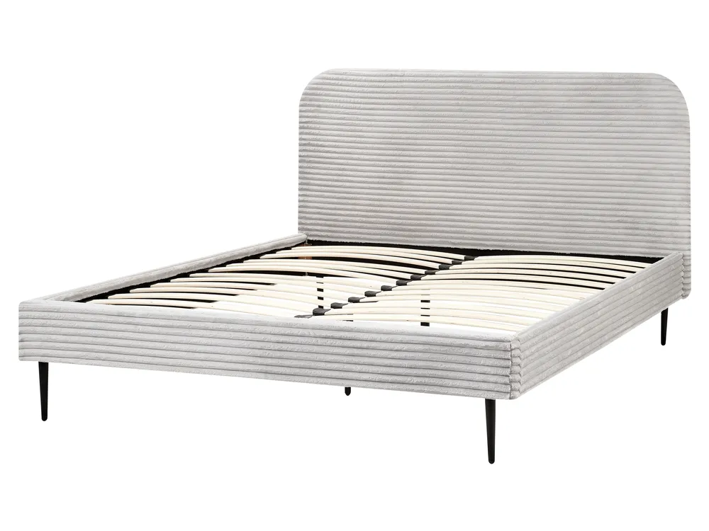 Bed Corduroy FLAYAT 160 x 200 cm (EU King Size) Light Grey_967843