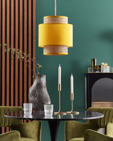 Rattan Pendant Lamp Yellow and Natural BOERI