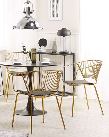 Set of 2 Metal Dining Chairs Gold RIGBY