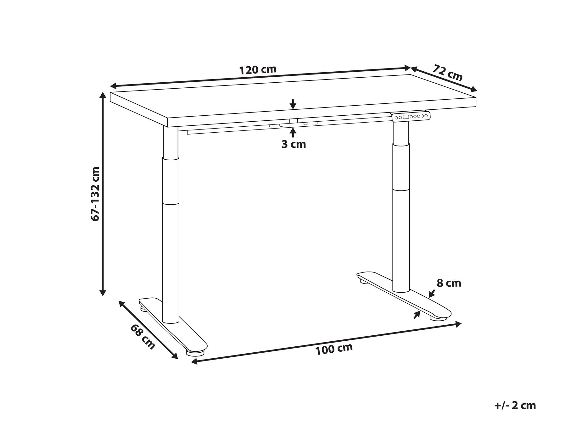 Biurko regulowane elektrycznie DESTINAS 120 cm 72 cm Brązowy/ czarny_899644