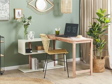 Convertible Desk with Bookshelf 120 x 45 cm Light Wood and White CHANDLER