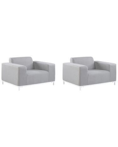 Conjunto de 2 sillones de poliéster gris claro/blanco ROVIGO
