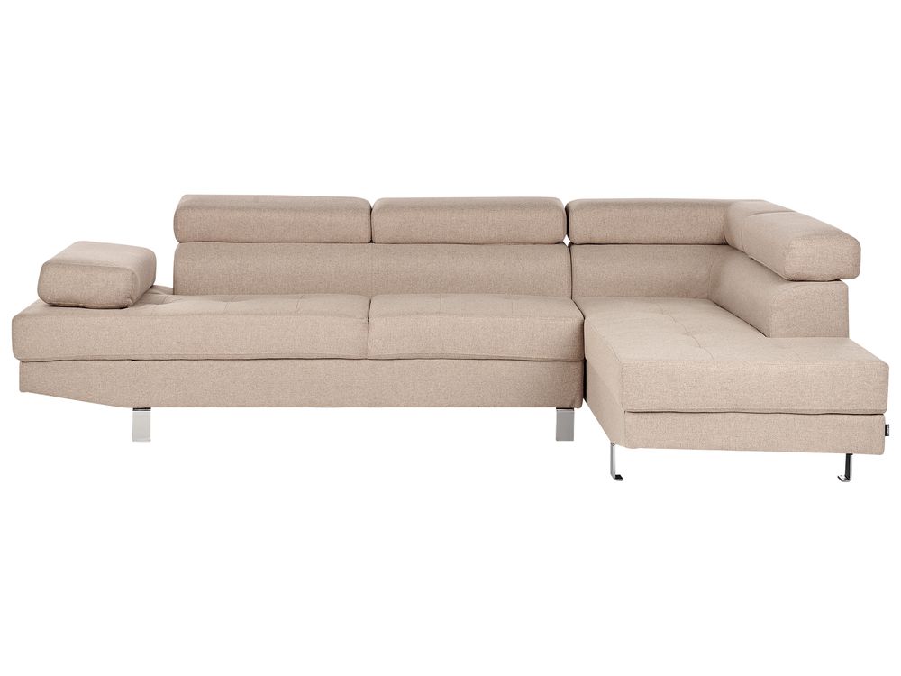 Ecksofa NORREA Stoff Hellbraun linksseitig