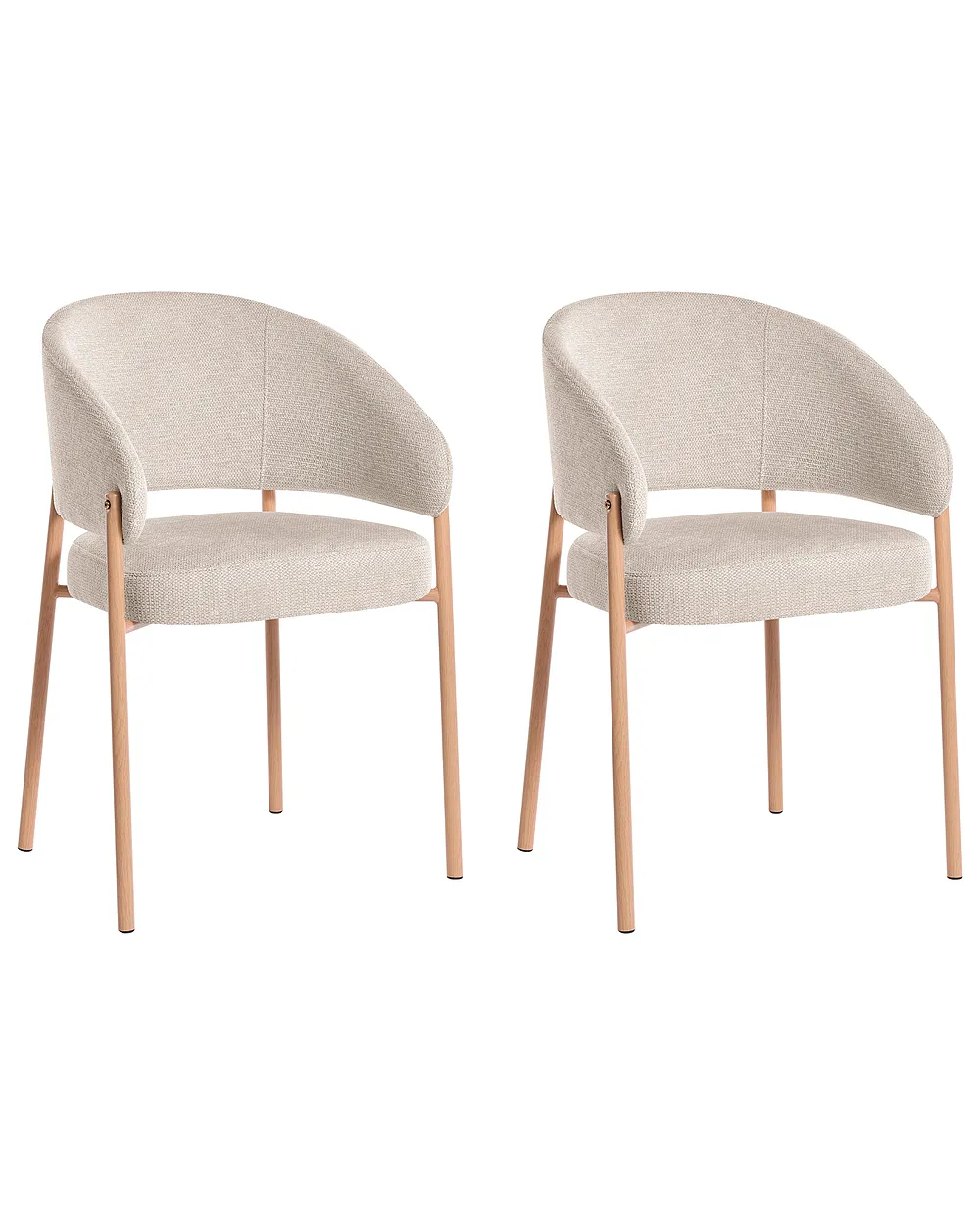 Set of 2 Dining Chairs ZANE Fabric Light Beige