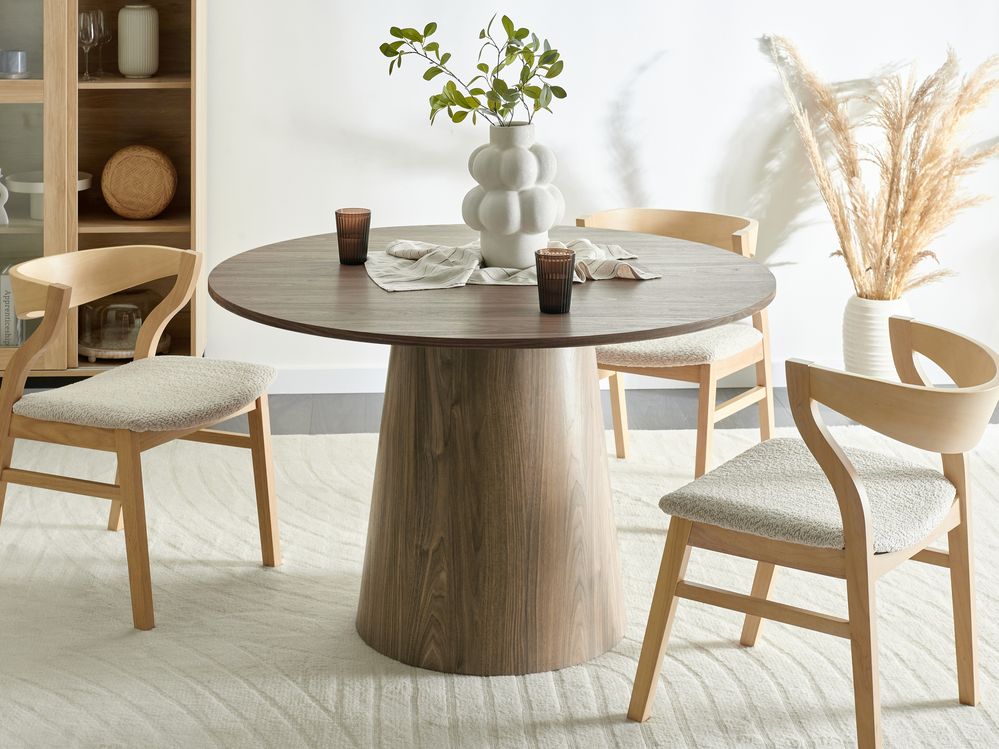 Round Dining Table 120 cm Dark Wood OYEN Beliani