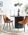 Set of 2 Dining Chairs VALERIE Faux Leather Golden Brown