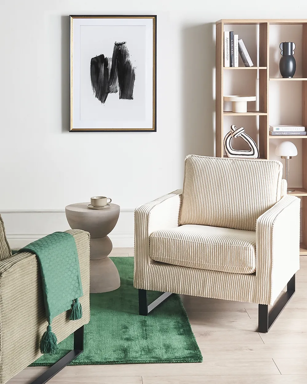 Fauteuil VIND Velours côtelé Beige clair_1175610