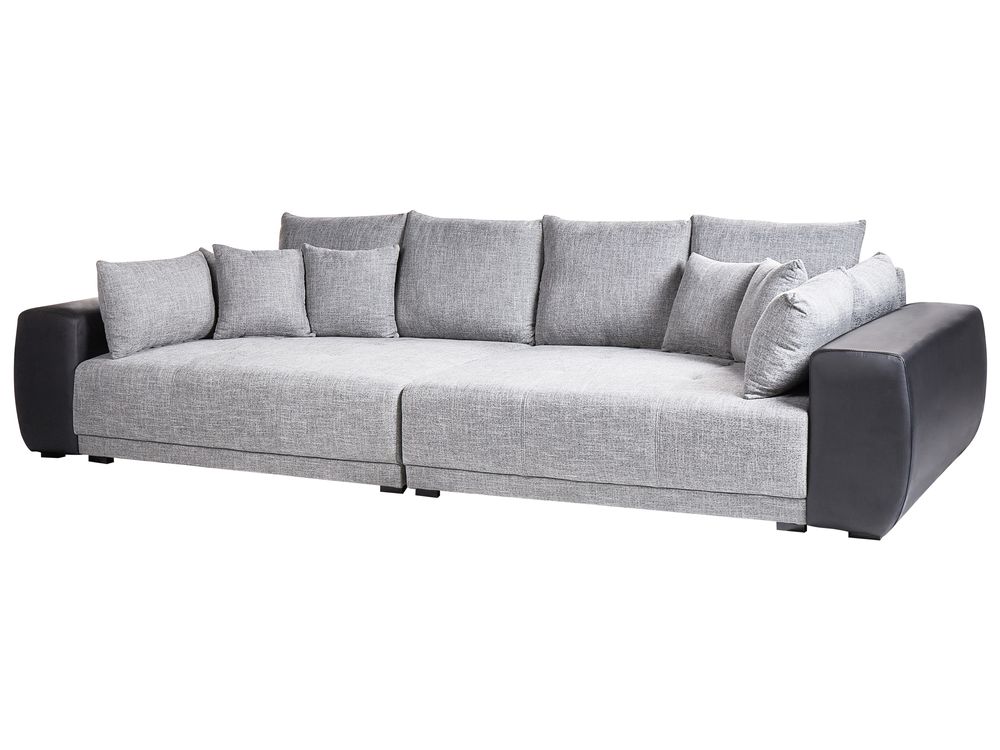4 Seater Fabric Sofa Grey and Black TORPO Beliani