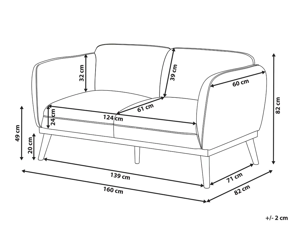 Sofa 2 Seater LJUNG Fabric Light Brown_1077580