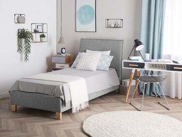 Fabric EU Single Size Bed Grey SENNEZ