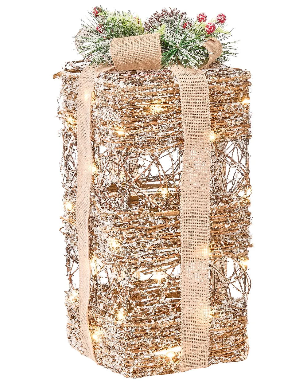 Conjunto de 3 decoraciones de Navidad LED NAKILLA 64/54/42 cm Regalos de Navidad Marrón_1179711