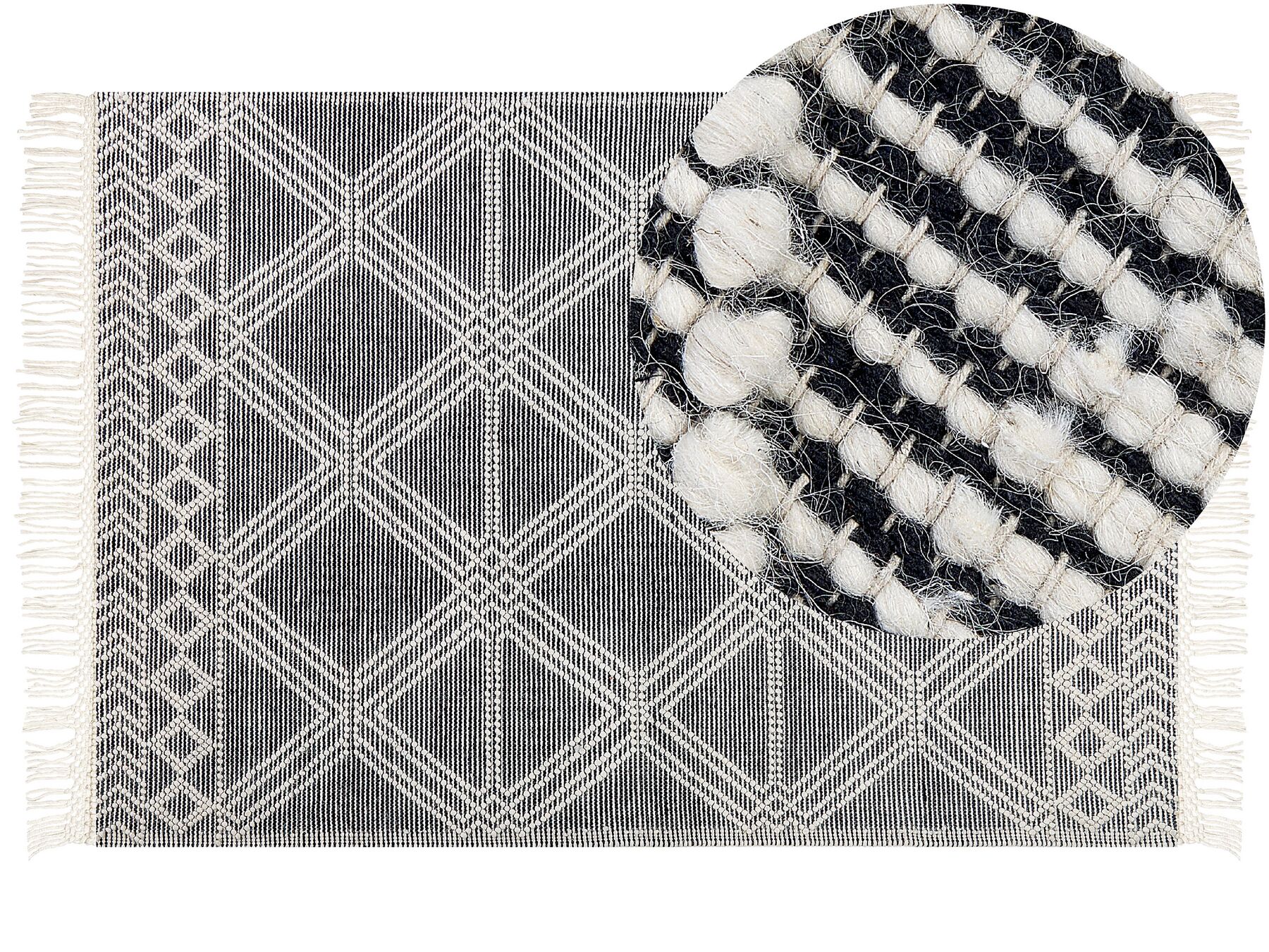 Tappeto lana grigio e bianco crema 160 x 230 cm TOPRAKKALE_856530