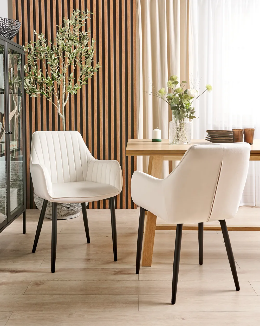 Set of Dining Chairs WELLSTON Velvet Off-White