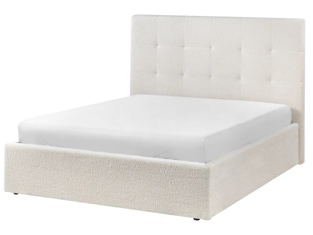 Ottoman Bed LORIENT Boucle Off-White 140 x 200 cm (EU Double)_1040150