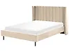 Bed Velvet VILLETTE 140 x 200 cm (EU Double) Beige
