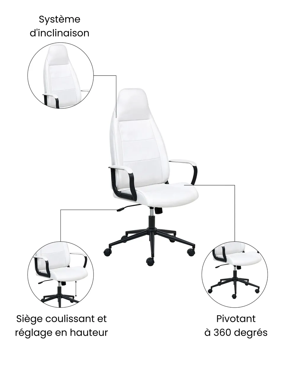 Chaise de bureau REBEL Tissu Blanc cassé_1059695