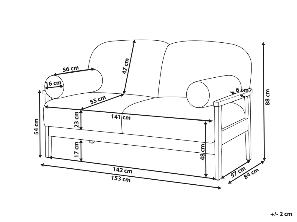 Sofa dla 2 osób PILARNE Zielony_1159638