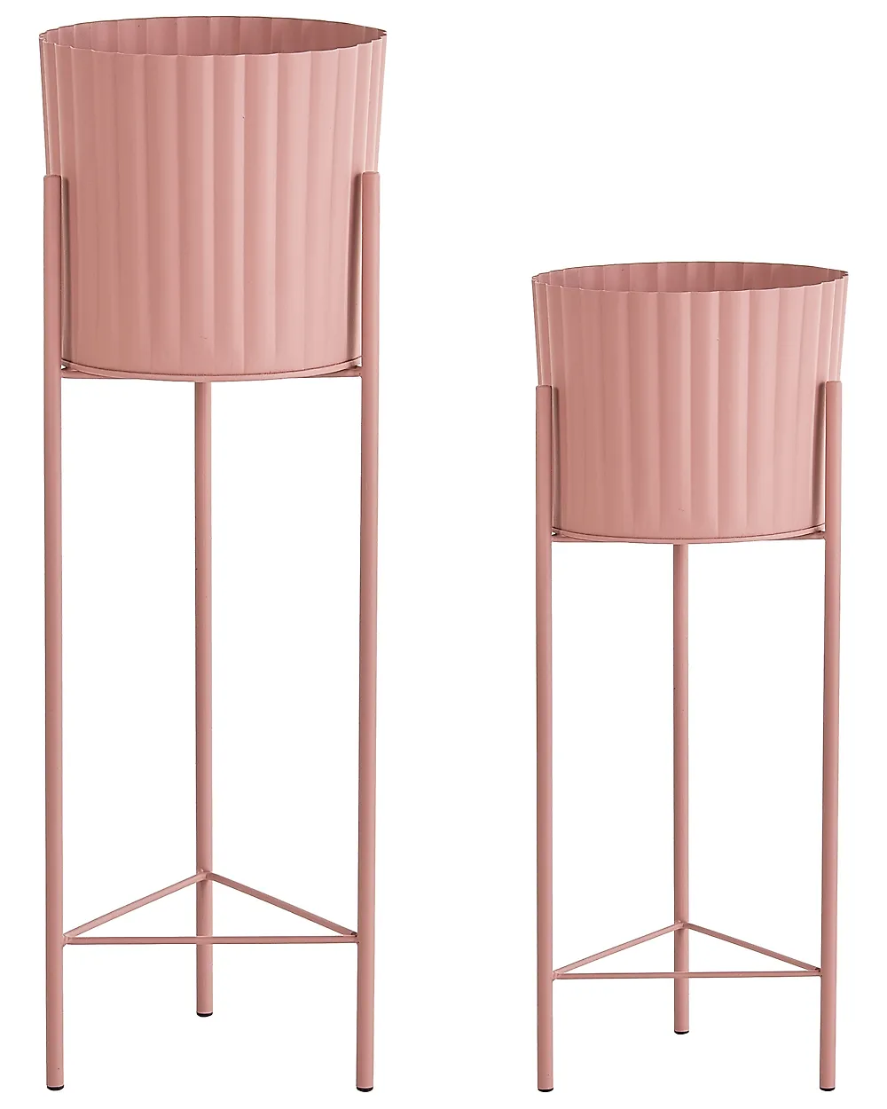 Set of 2 Elevated Plant Pots SAXIFRAGA 18/20 cm Metal Pink