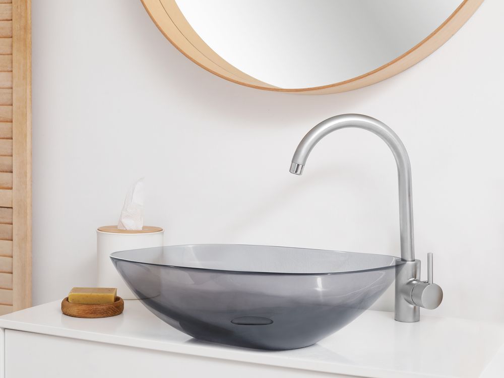 Countertop Basin MOENGO 540 x 360 mm Solid Surface Black