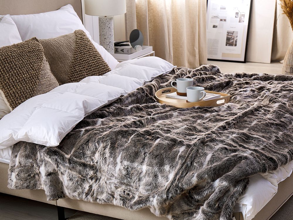 Kuscheldecke TADDART Stoff 180 x 220 cm Braun