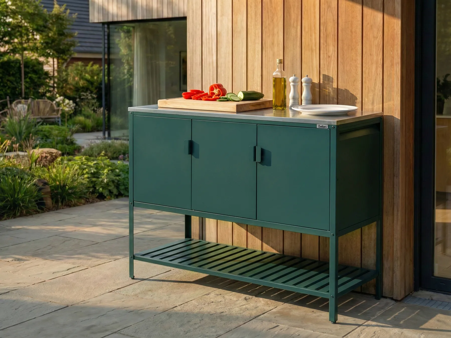 Outdoor Kitchen Cabinet MAENZA Green Metal_1045099