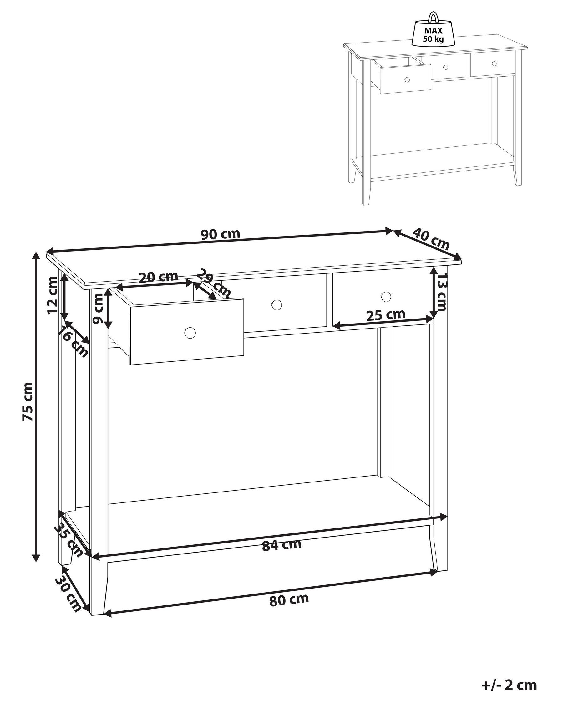 3 Drawer Console Table White GALVA_848862 3 Drawer Console Table White GALVA_848862