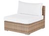 Lounge Set Rattan naturfarben 4-Sitzer linksseitig modular Auflagen weiss SANO II_931956