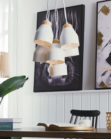 6 Light Pendant Lamp White CESTOS