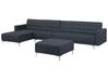 Right Hand Modular Fabric Sofa with Ottoman Dark Grey ABERDEEN_717877