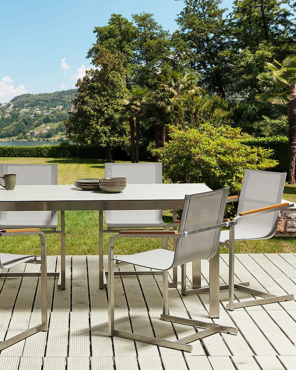 Set di 2 sedie da giardino COSOLETO Acciaio inox Beige_1177401