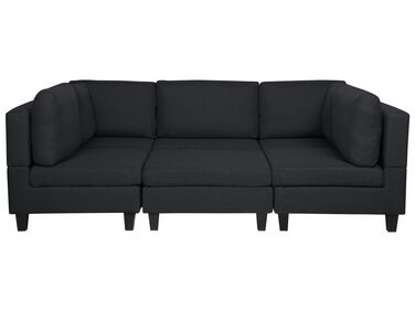 Canapé panoramique modulable noir 5 places avec pouf ottoman FEVIK