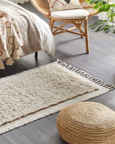 Cotton Shaggy Area Rug 80 x 150 cm Light Beige BITLIS