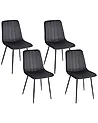 Set of 4 Dining Chairs KALISPELL Velvet Black