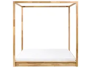 Four Poster Bed Wood HERLIERE 180 x 200 cm (EU Super King) Light Brown_1037166