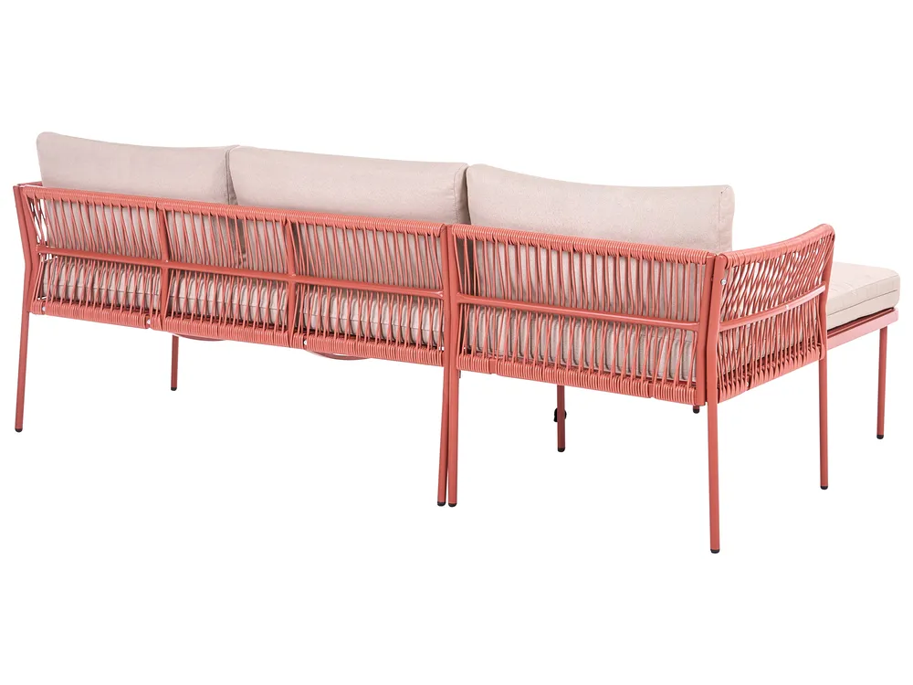 Garden Corner Sofa 3 Seater ONZO with Tables Metal Red Right Hand_1084398