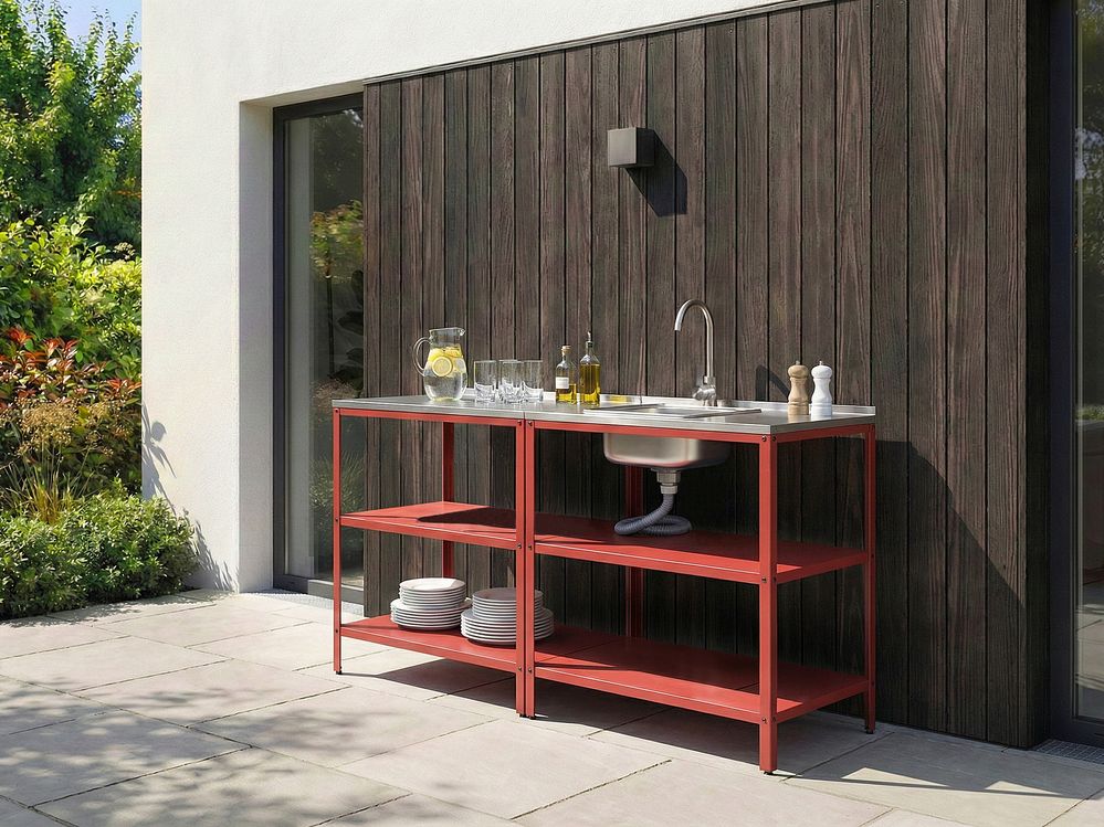Tuin keukenset 2-delig met spoelbak VILAMA Rood Metaal