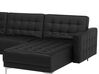 Canapé angle gauche convertible cuir PU noir 4 places avec pouf  ABERDEEN_715634