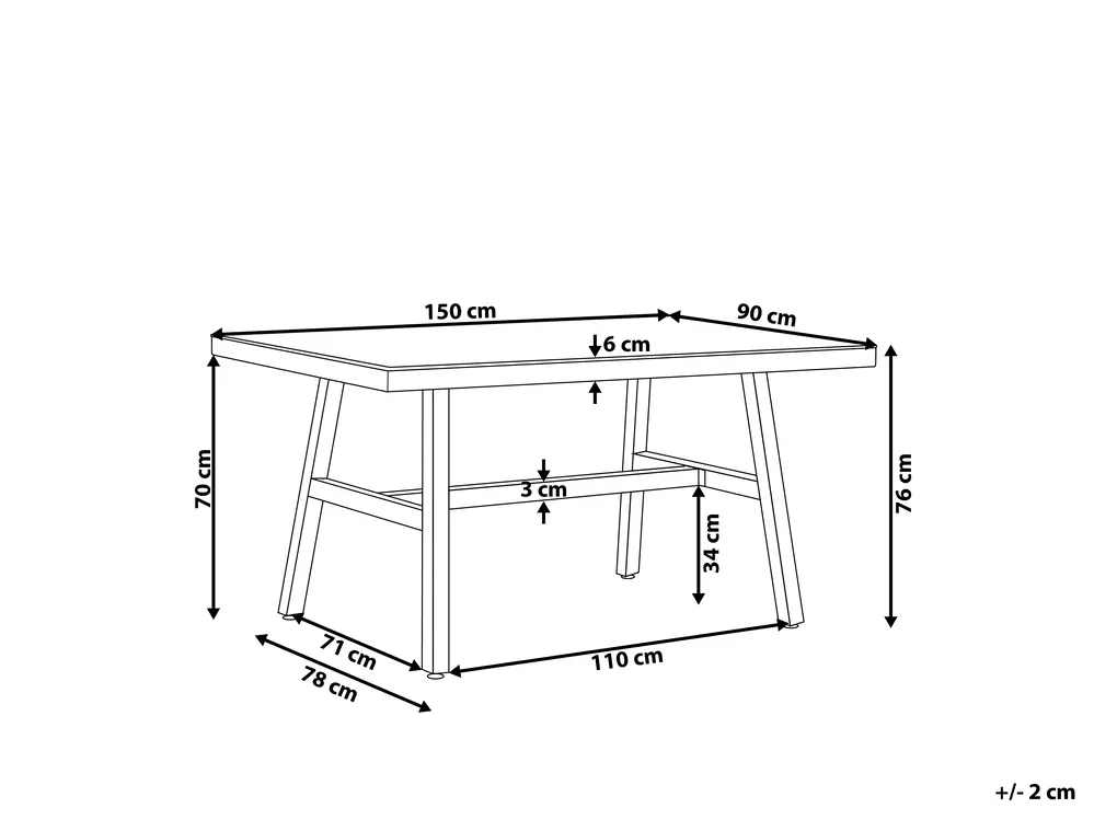 Stół ogrodowy CANETTO 150 cm 90 cm Szkło Czarny_808304