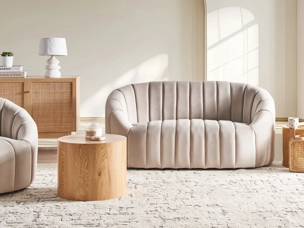 Sofa dla 2 osób MALUNG Welur Beżowy