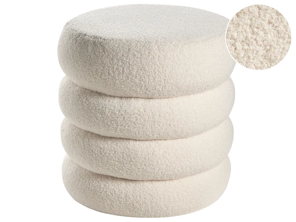 Pouf SUMPTER Boucle Alb-murdar