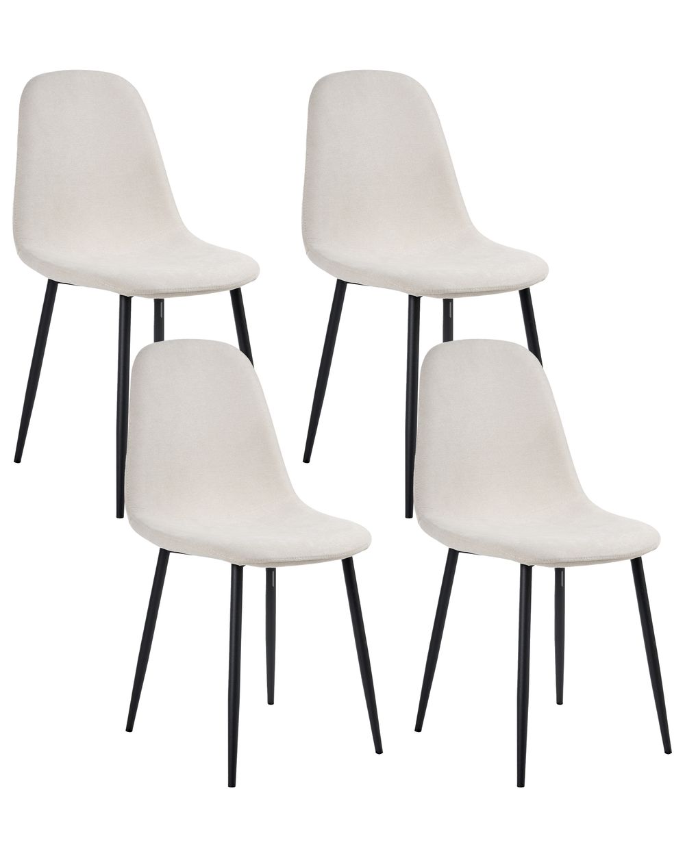 Set of 4 Dining Chairs CRANDALL Fabric Light Beige