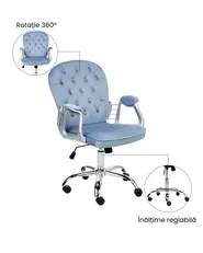 Scaun de birou PRINCESS Catifea Albastru deschis_1036991